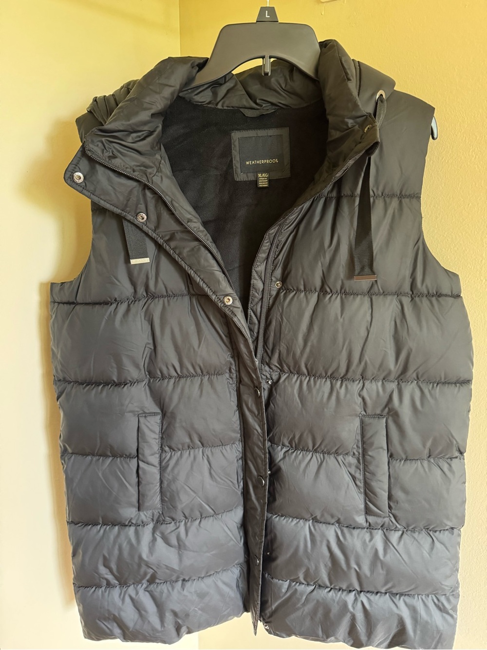 Weatherproof Black Quilted Hooded Puffer Vest - Women's